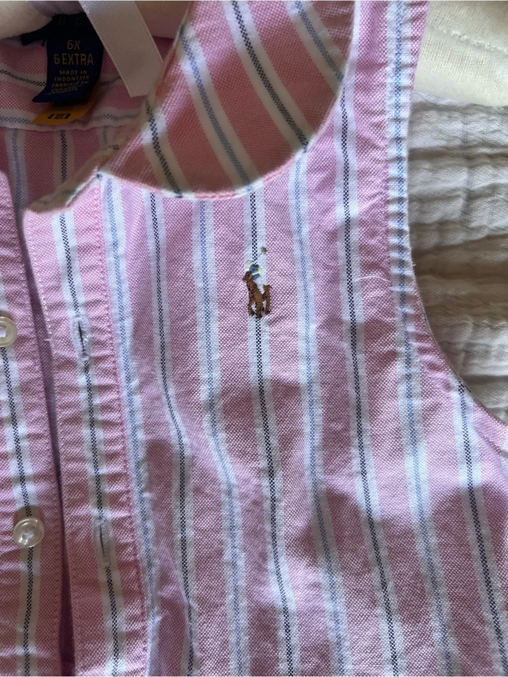 Ralph Lauren Pink and White Striped Sleeveless Cotton Dress